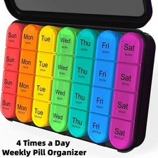 1x Weekly Pill Box Organizer 4 Times a Day 7 day Organizer Case Medicine Storage