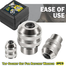 3 Piece Adjustable Tap Socket Set for Ratchet Wrench - 1/4 3/8 1/2 Drive