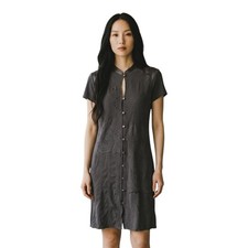 Tiny Anthropologie Stone Harbor Dress Womens XS Gray Eyelet Shirt Dress