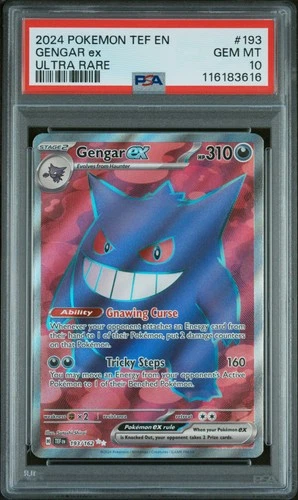 New Listing2024 POKEMON TEF EN-TEMPORAL FORCES ULTRA RARE #193 GENGAR EX PSA 10