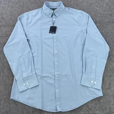 Mizzen+Main Leeward Shirt Mens Large Light Blue Trim Fit Dress Performance