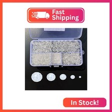 JEBBO 1000pcs Clear White Glass Beads for Jewelry Making, 2/4/6/8/10mm Assorted