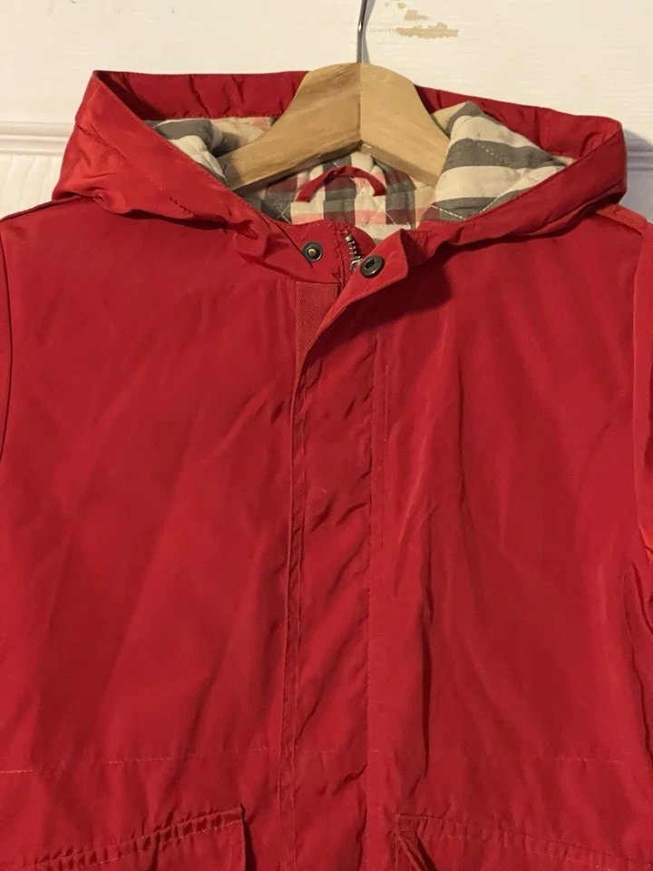 BURBERRY Girls Red Hooded Jacket Cotton Lining Age 4 Years - Image 4 of 4