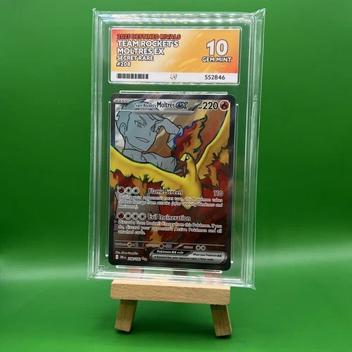 Team Rocket's Moltres EX 208/182 Pokemon Destined Rivals ACE 10 GEM MINT 1