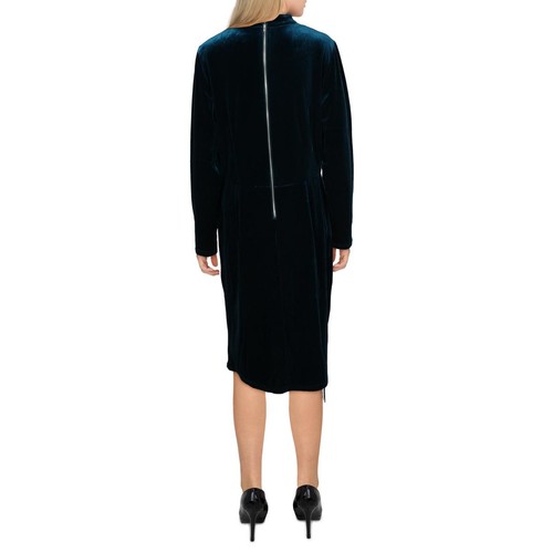 Tahari ASL Womens Blue Velvet Beaded Fringe Mock Neck Sheath Dress 6 BHFO 6369 - Picture 5 of 5