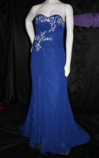 DESIGNER CUSTOM BLUE GOWN FORMAL DRESS 6 8 10 EMBROIDERY PEARLS PROM WEDDING