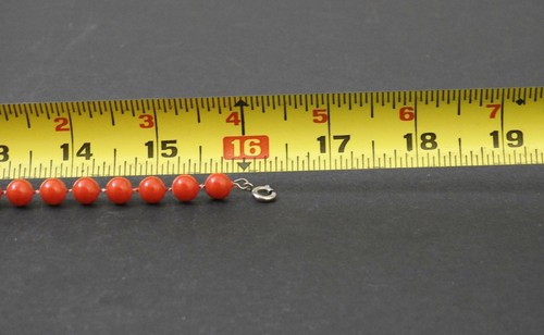 Collar de cuentas ISH rojo naranja vintage broche tono plateado aproximadamente 16" W52 - Imagen 8 de 11
