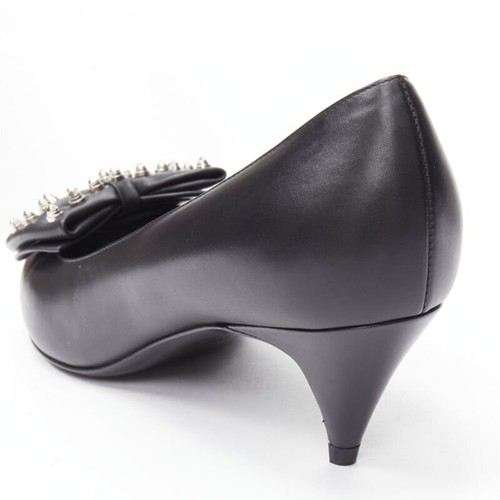 SAINT LAURENT Pompe à bout pointes achats argentées cloutées pointe nœud papillon EU37