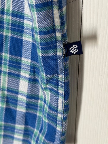 Rocawear Classic Men's 3XB Button Up Short Sleeve Blue Plaid Shirt Pockets - Picture 5 of 12