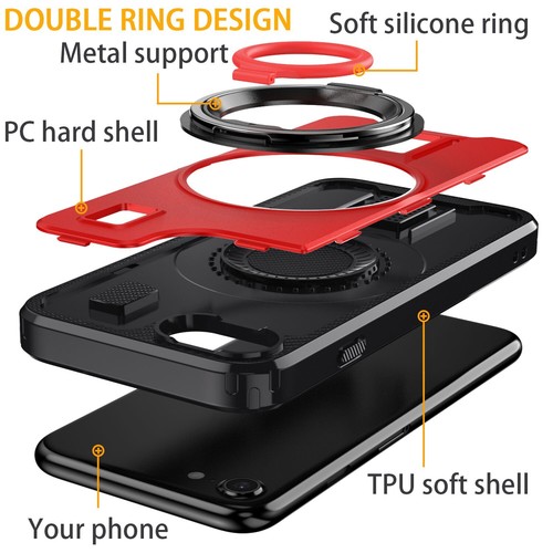 For iPhone SE 2022/SE 2020 Ring Stand Case Shockproof Cover / Screen Protector - Picture 33 of 33