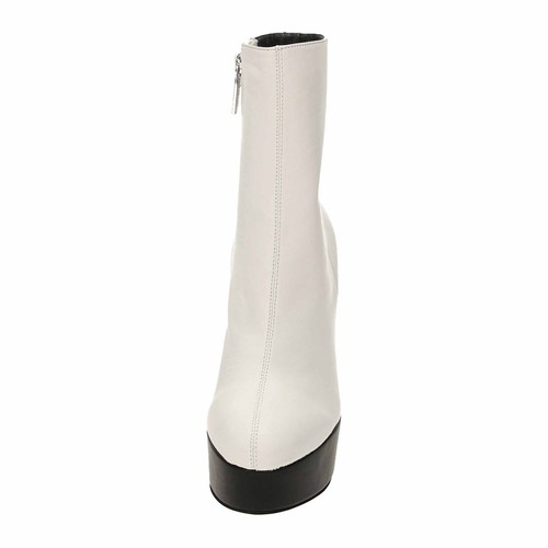 Womens White Leather Boots Platform High Heel Ankle Fetish Pole Clubbing Retro - Picture 6 of 12