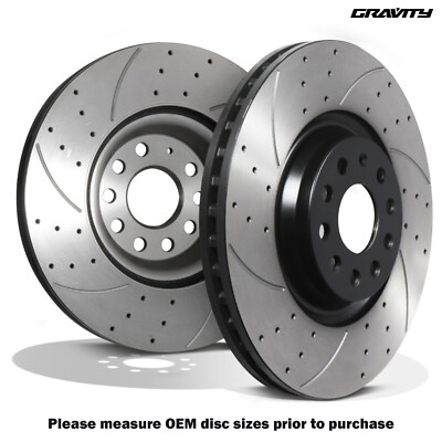 FRONT DRILLED GROOVED 340MM BRAKE DISCS FOR VW GOLF MK7 2.0 TDI GTD GTI ...