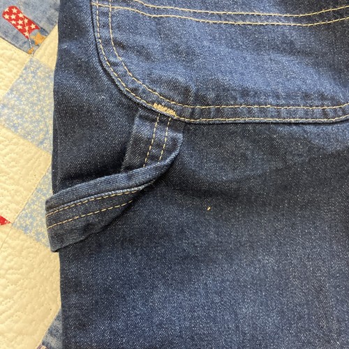 Dickies Carpenter Jeans Mens 42x30 Flannel Lined Insulated Dungaree Dark Blue - Picture 4 of 12