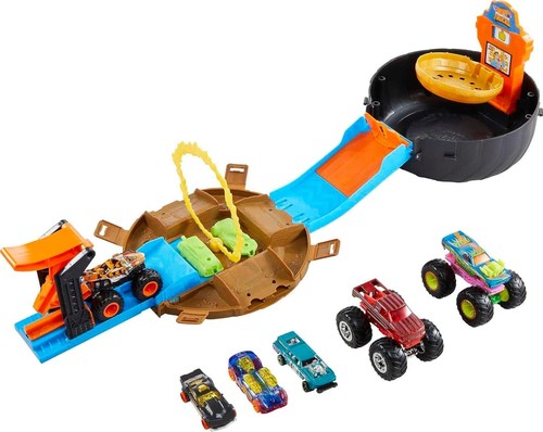 Hot Wheels Toy Trucks Playset Stunt Tire Monster Truck & Hot Wheels Race Playset