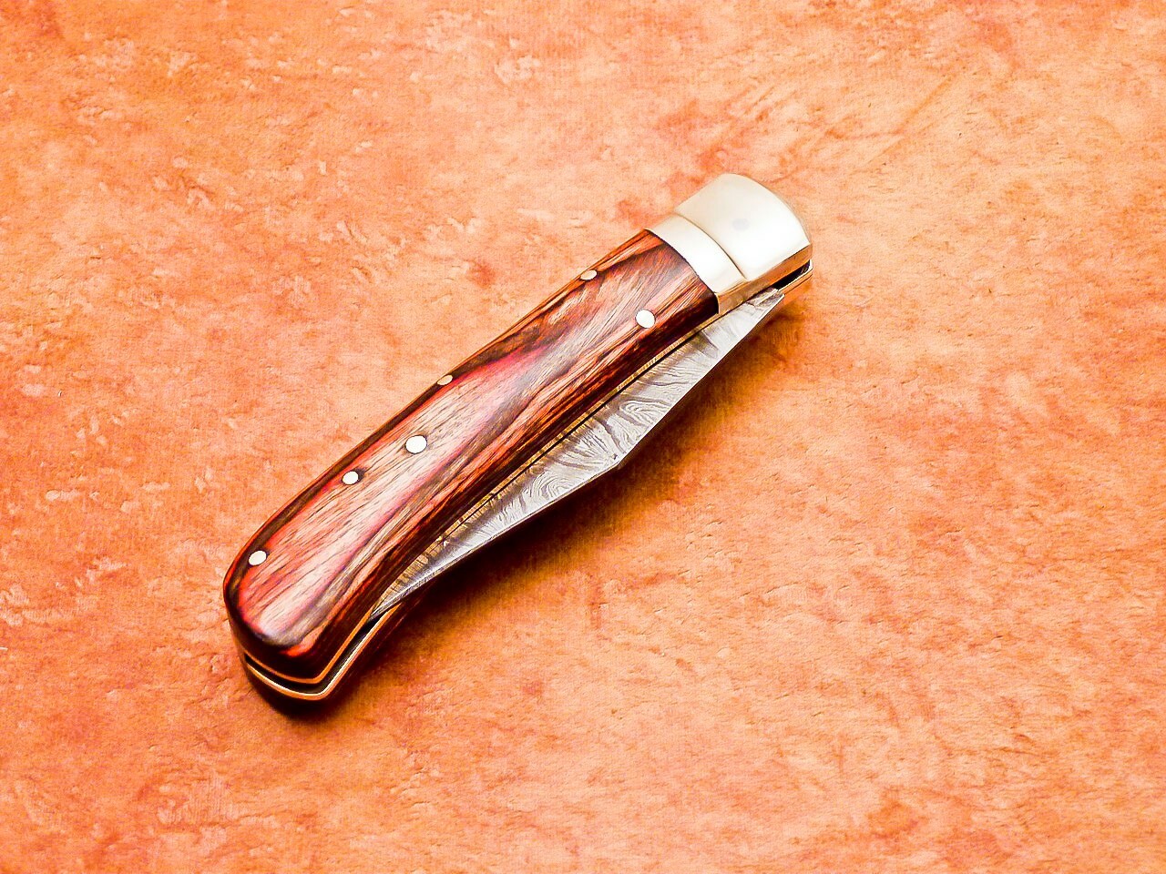 STUNNING CUSTOM HANDMADE DAMASCUS STEEL POCKET FOLDING KNIFE NON LOCK