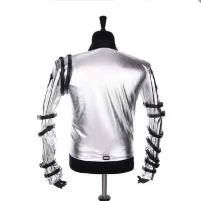 Punk MJ Michael Jackson Classic BAD tour Silver Shine Bodysuit