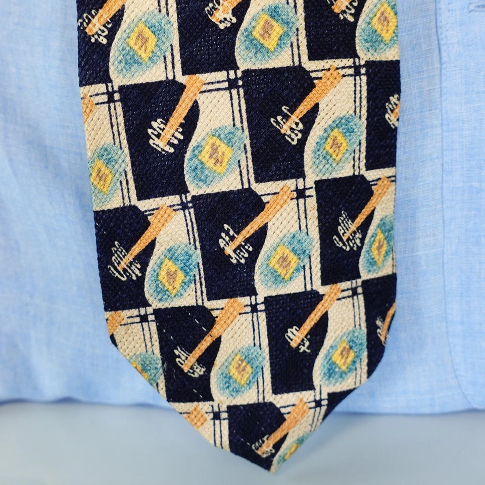 Terno masculino CARVEN gravata de pescoço xadrez azul seda branca designer vívido Paris luxo diversão - Imagem 2 de 4