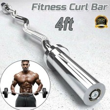 4ft Olympic Barbell 2" EZ Curl Bar Weight Lifting Gym Training Bar with Collars