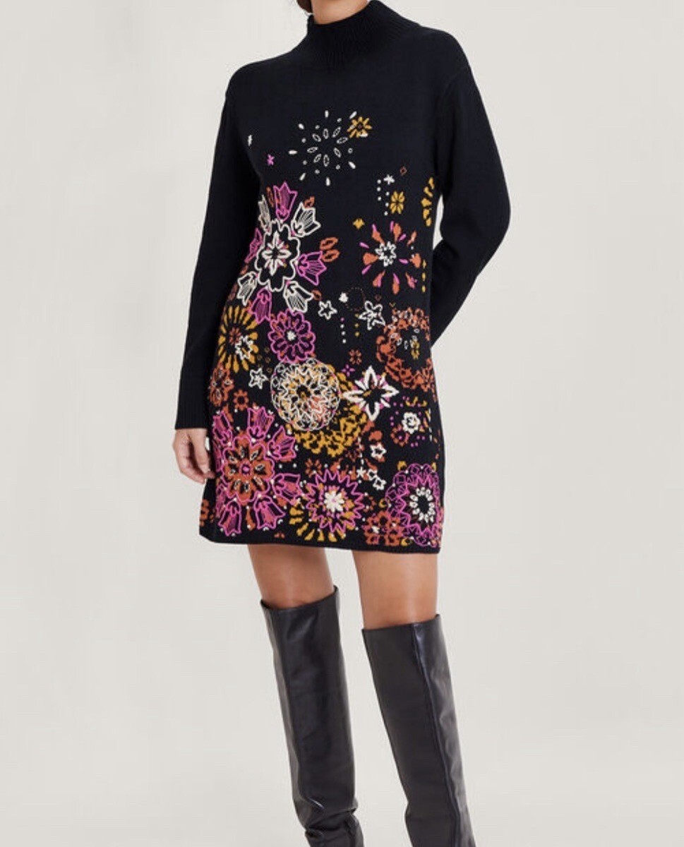 BNWT Monsoon Eve Embroidered Dress Black from John Lewis, size L