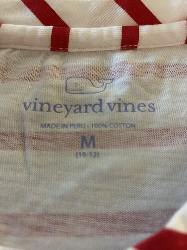 Vineyard Vines Girls S/S White Cap Rope Anchor Striped T-Shirt Size Medium 10-12 - Picture 3 of 3