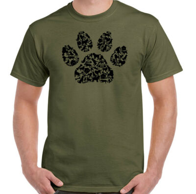 Hund T-Shirt Pfotenabdruck Clipart Herren lustig Haustier Welpe Besitzer Liebhaber Collie Mops Top