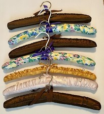 Vintage Lot Of 7 Padded Satin/Fabric Boudoir Lingerie Clothes Hangers