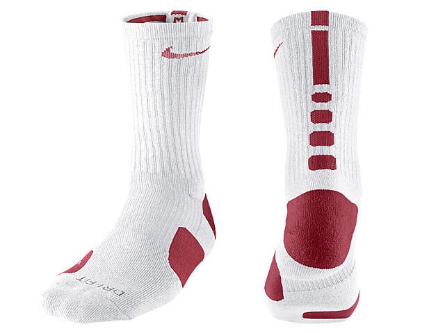 Nike Elite Crew Basketball Socks White Red EX LARGE ( men 12 Nike Elite Crew Basketball Socks White Red EX LARGE ( men 12