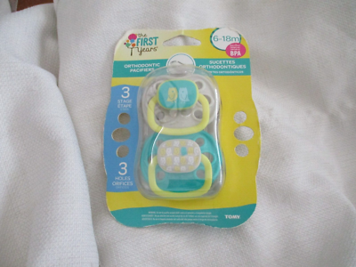2017 bird pacifier first years tomy set of aqua yellow set new