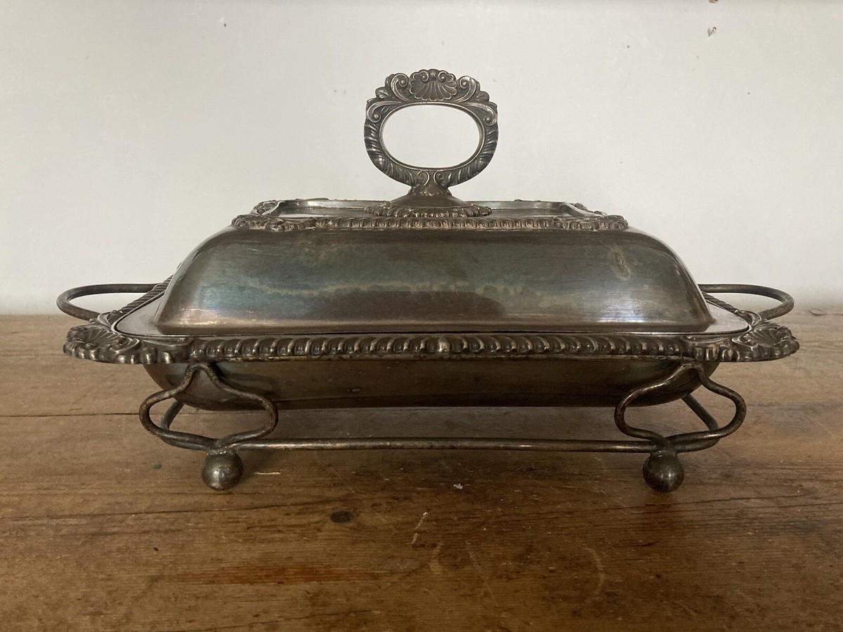 Antique Silver Plate Food Warmer On Stand UK