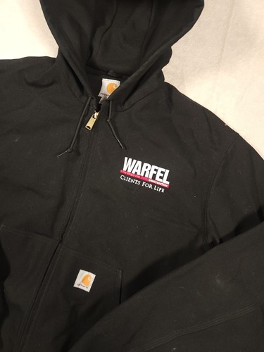 Vintage Carhartt J131-BLK Zip Canvas Hooded Jacket Mens Large - Picture 3 of 9