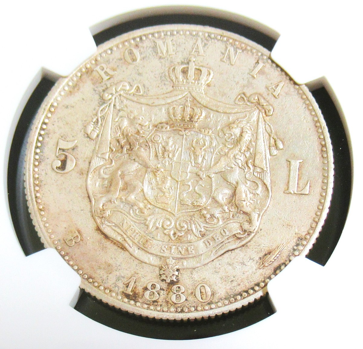 □□ルーマニア 5レイ銀貨 1906年 カロル1世 治世40周年記念 PCGS AU58