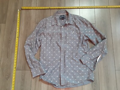 American Rag Shirt Mens Medium Blue Button Up ''Anchor Design'' #S111