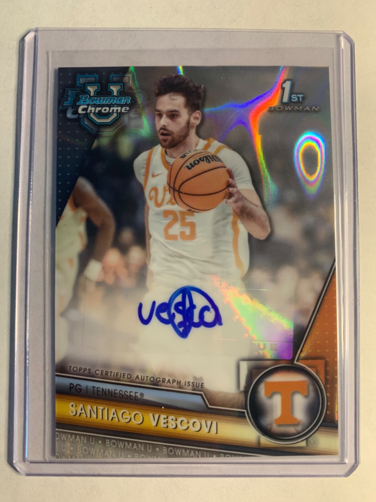 2023-24 Bowman University Chrome #BCPA-SV Santiago Vescovi 1st Auto Lava #D /199