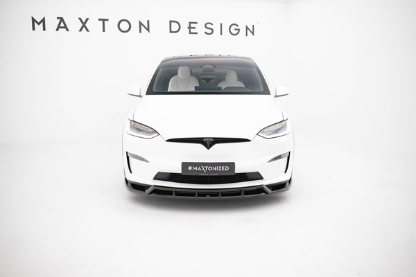 Front Ansatz FüR Tesla Model X Mk1 Facelift Schwarz Glanz Spoilerlippe Schwert-image