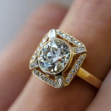 Engagement Ring Lab Grown Diamond Round Cut IGI 2.10 Ct 14K Yellow Gold