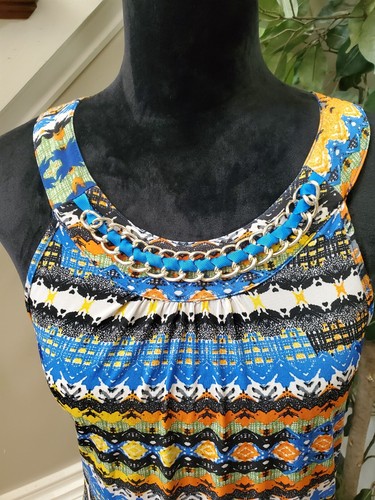Mlle Gabrielle Women's Multi Round Neck Sleeveless Knee Length Dress Size 1X - Picture 5 of 14