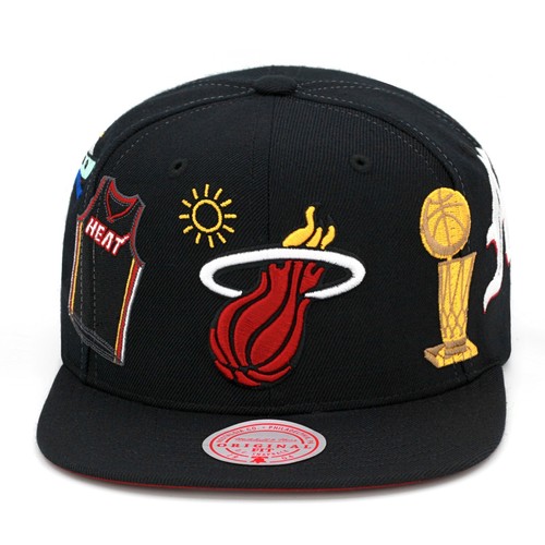 Mitchell & Ness Miami Heat Snapback Hat "My Towns" Black - Afbeelding 1 van 4