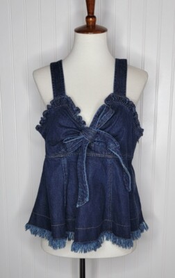 Madewell x Karen Walker Denim Trianon Top w/ Frayed Hem Women's size 6 |  eBay