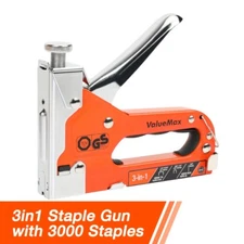 ValueMax 3 In 1 Heavy Duty Hand Staple Gun Tacker Manual Nail Gun w/3000 Staples