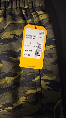 Carhartt Fleece Camo Print Sweatpants Youth Boys M 10-12 Joggers - Picture 2 of 5