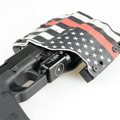 OWB Holster for OLIGHT PL-MINI 2 VALKYRIE 600 LUMEN - USA GRUNGE RED LINE - Picture 2 of 11