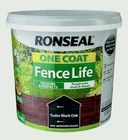 Ronseal One Coat Fence Life Quick Dry Garden Shed And Fence Tudor Black Oak 5L