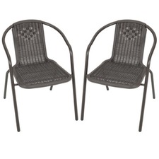 Image of 2 4 6 Rattan Bistro Stacking Chairs Wicker Weave Outdoor Garden Furniture Seat