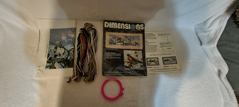 Dimensions Stamped Cross Stitch Four Seasons Birds Sewing Kit Embroidery. R1 - Image 3 of 4