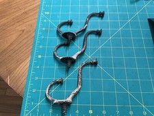 Vintage Cast Coat Double Hooks lot of 3 screw in patina