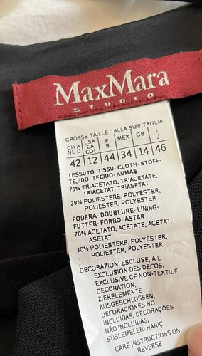 Abito donna triacetato Max Mara Studio manica 3/4 nero taglia 12. Bordo paillettes - Foto 5 di 6
