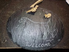 Vizsla&nbsp; hand cut and signed &nbsp;genuine slate welcome sign