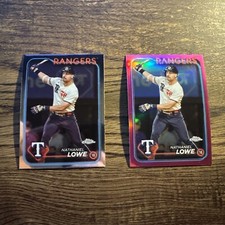NATHANIEL LOWE 2024 Topps Chrome #252 Base/Pink Refractor Rangers 2-Card Lot