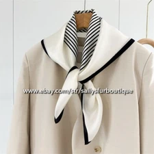 Sallys Boutique 100% Silk Bandanna Stripes Print Bag Necktie Collar Scarf 65cm