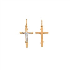 Kreuz Anhänger orthodox Rotgold 585, русский крест KR2805